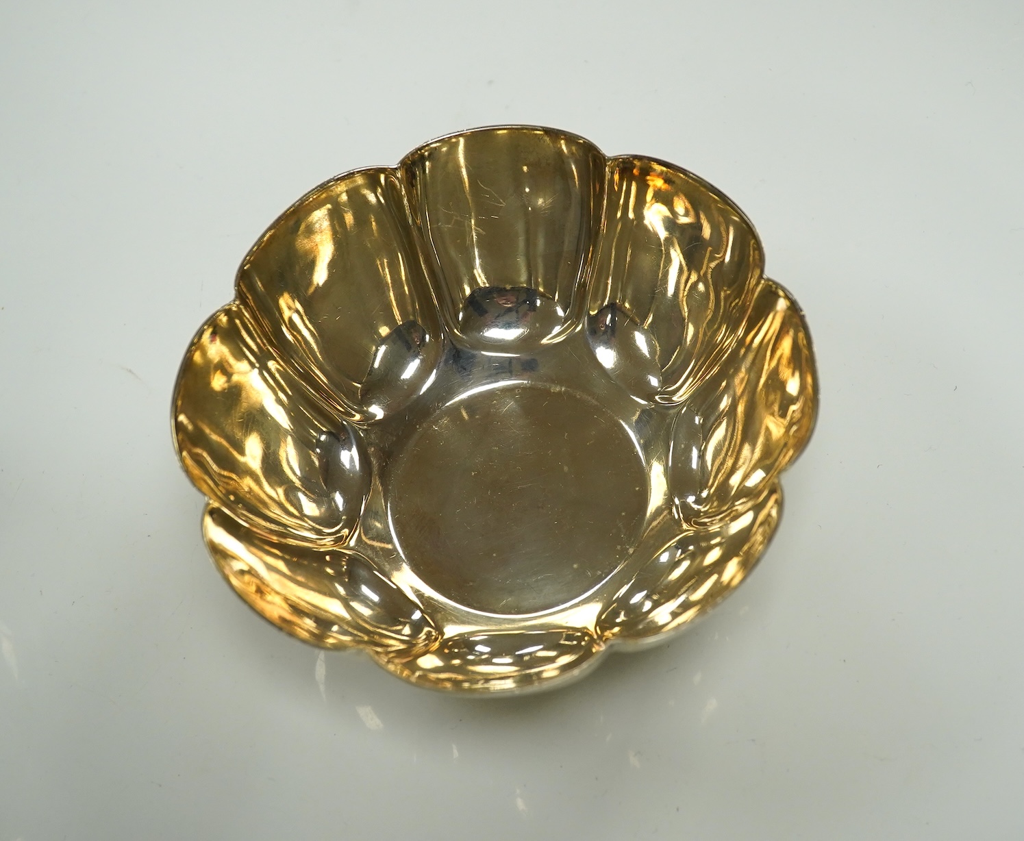 Three assorted small silver bowls including Edwardian cusped shape by Mappin & Webb, 13.6oz Condition - poor to fair